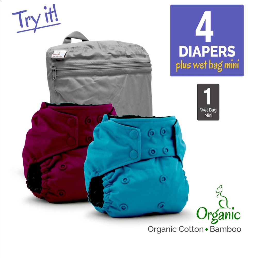 kangacare cloth diapers and lil learners size medium.